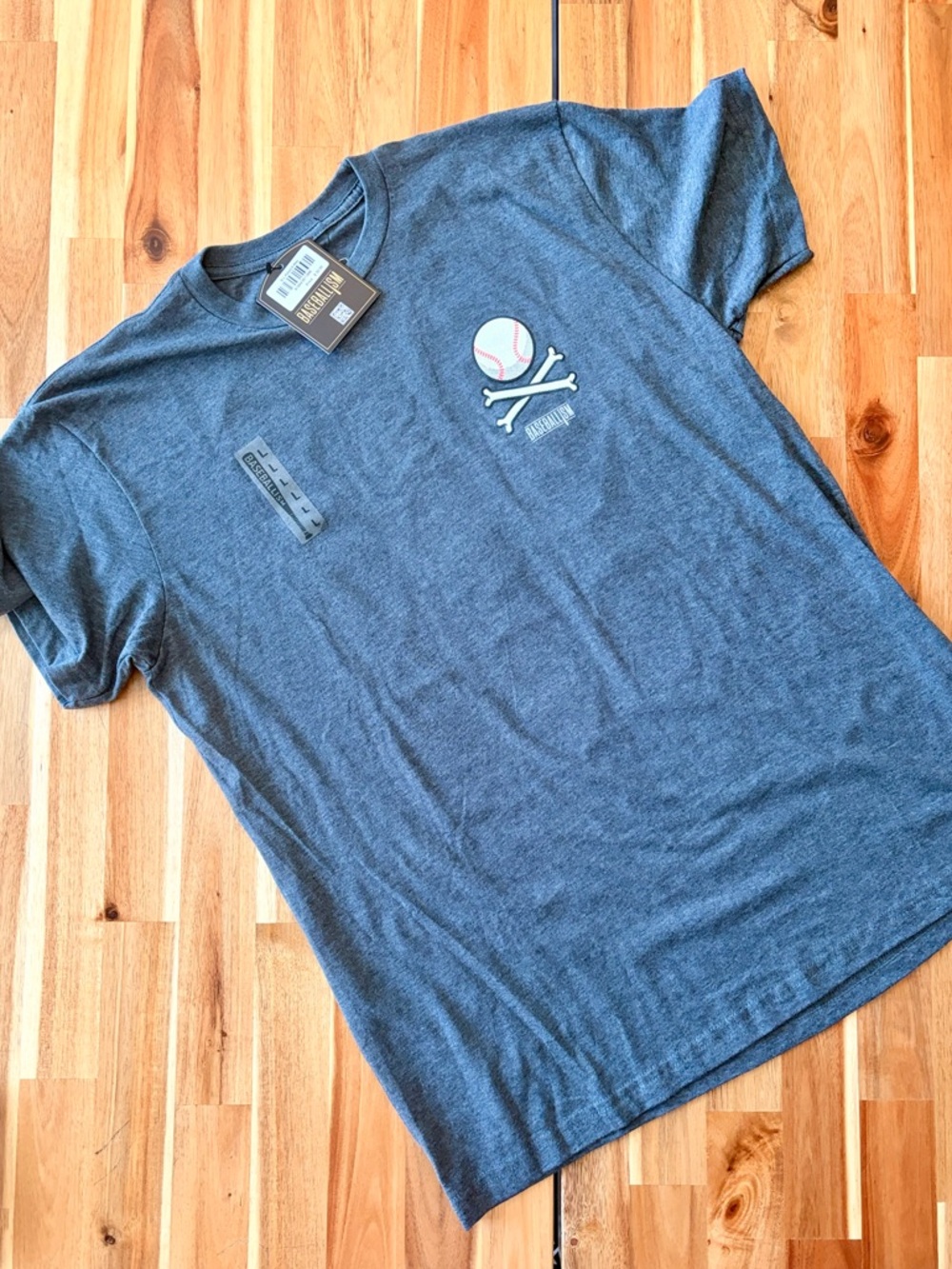 Men's Heather Navy Graphic Baseball Tee by Unknown Brand
